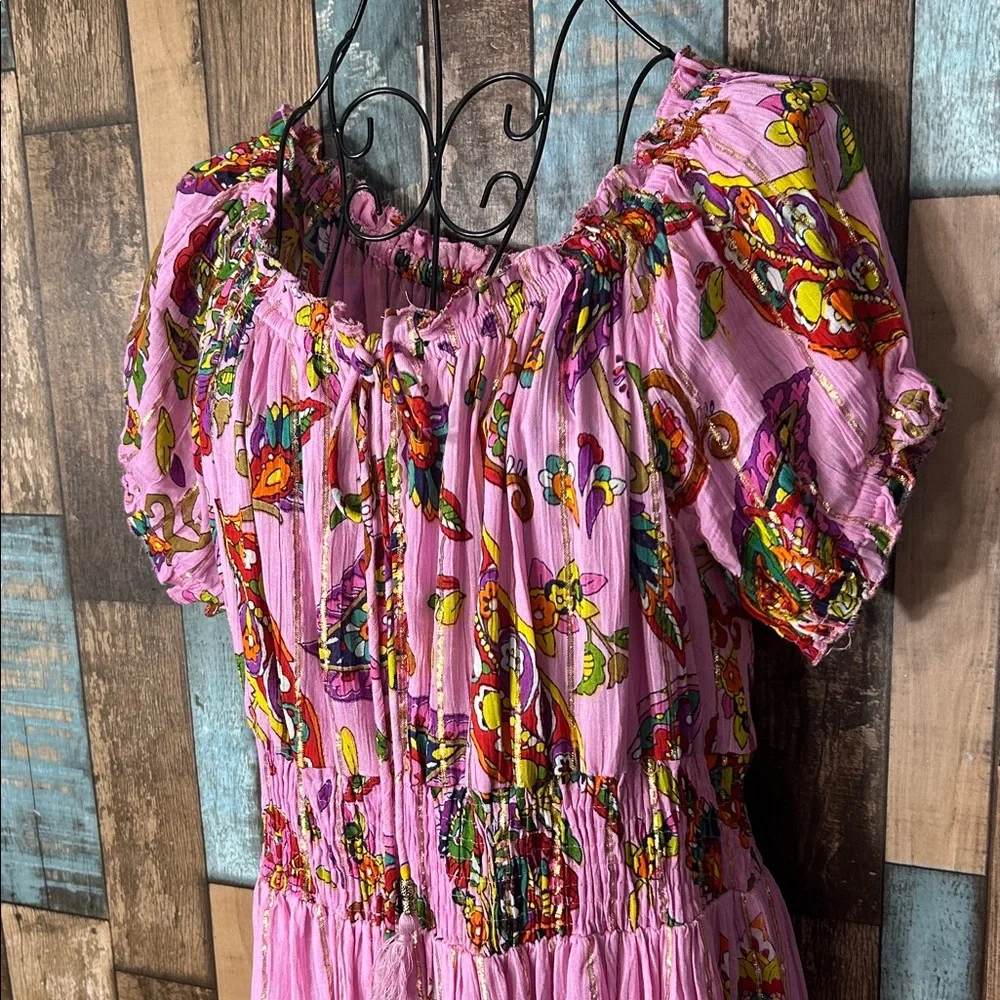 Pink Floral Bohemian Maxi Dress - Women's - Picture 3 of 16